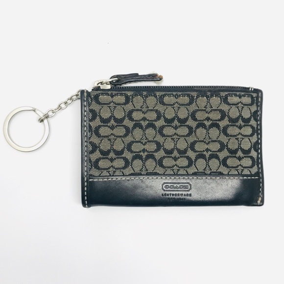 Coach Handbags - Coach Keychain ID Wallet Card Case Gray Black Mini
